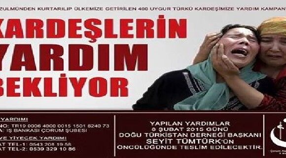 Çorum Alperen Ocakları, Çin zulmünden kaçarak Kayseri’ye yerleşen 400 Uygur Türk’ü için yardım kampanyası başlattı.