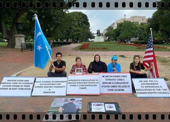 WASHİNGTON DC. ÖNÜNDE UYGURLAR AÇLIK GREVİNDE